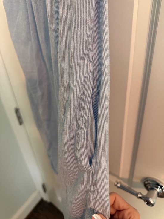 Maeve by Anthropologie embroidered dress in a soft blue seersucker fabric - Picture 6 of 7